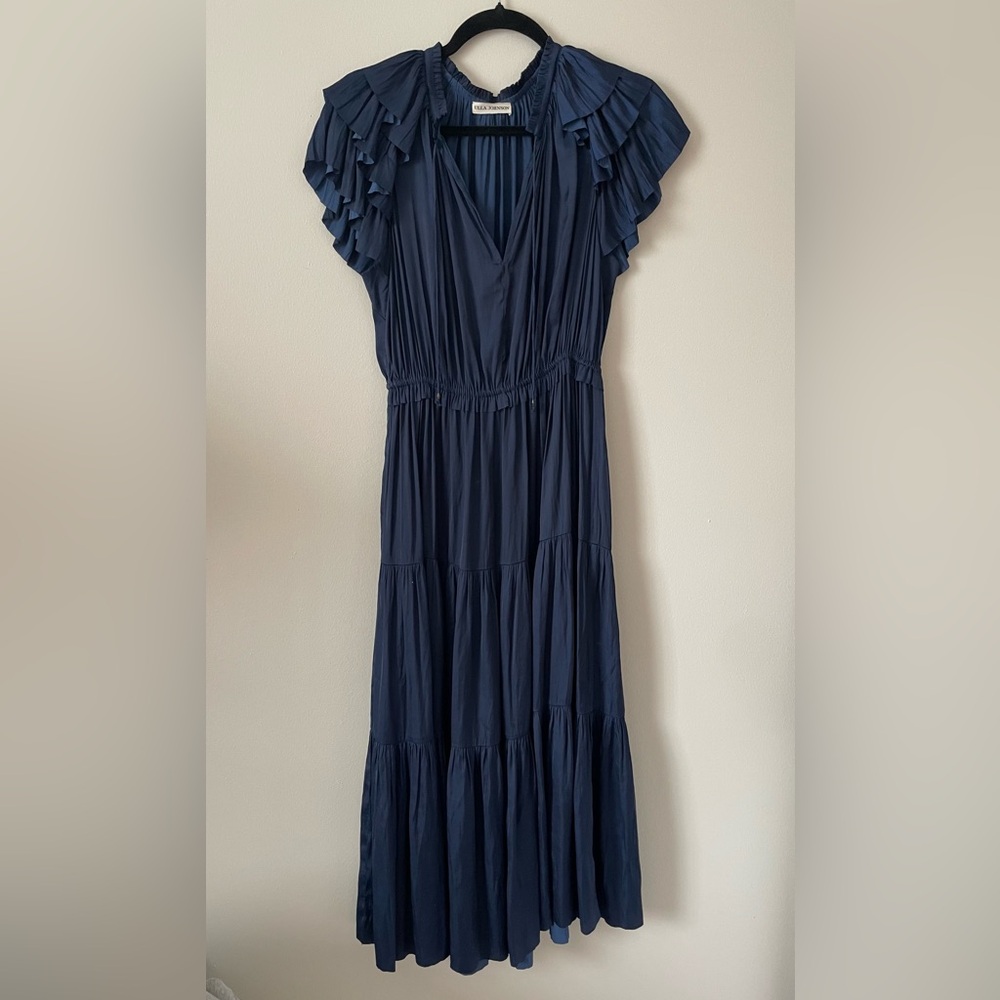Ulla Johnson Blaire Midi Dress in Midnight Blue Size 6 - Picture 3 of 10